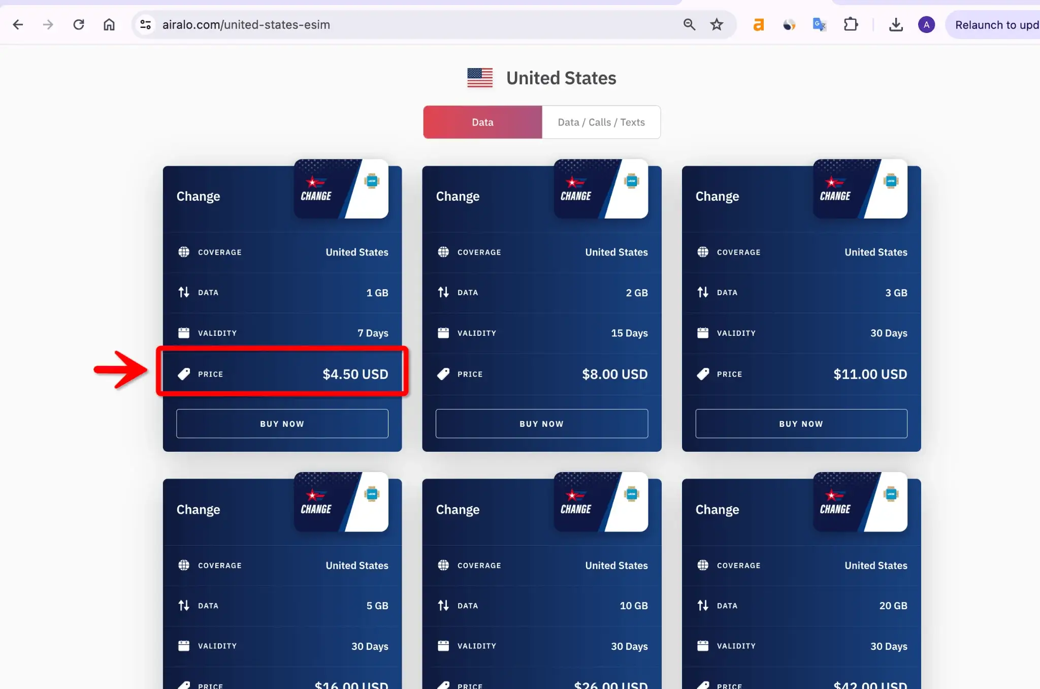 Airalo eSIM United States Price