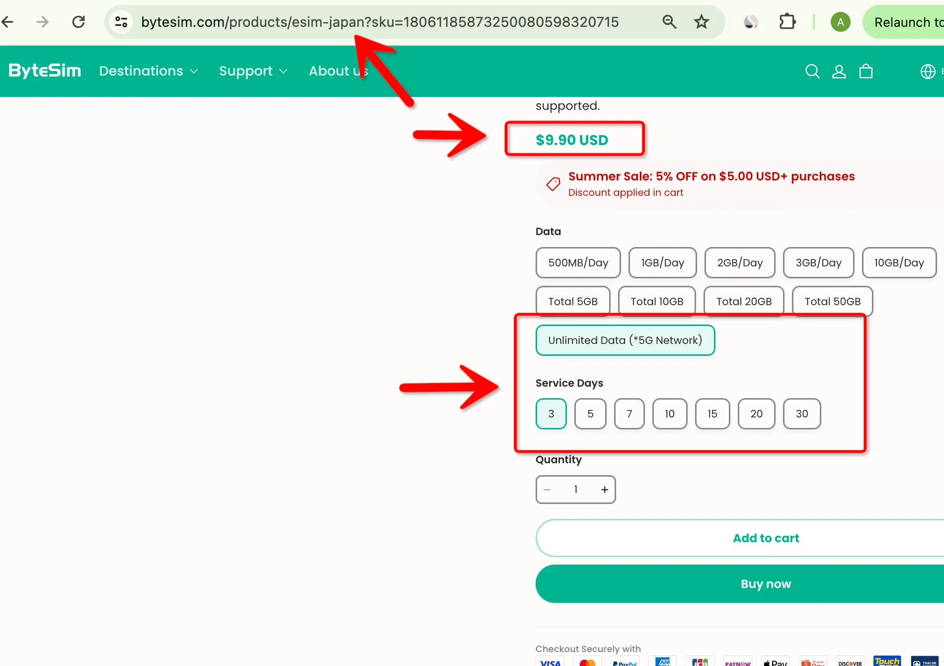 ByteSIM Japan Unlimited Data Plan 3 Days Price