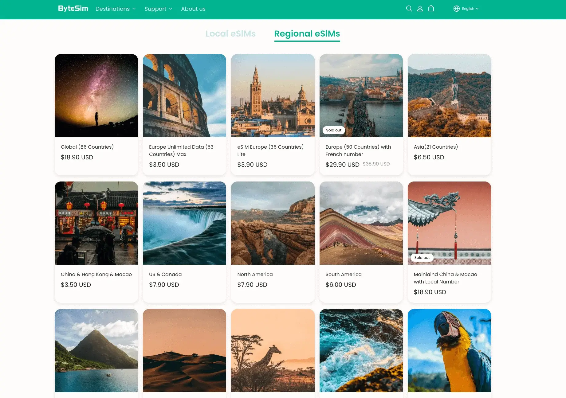 ByteSIM Regional Packages 