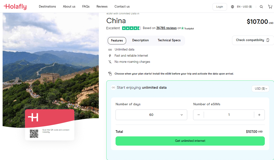 Piani eSIM Holafly Cina