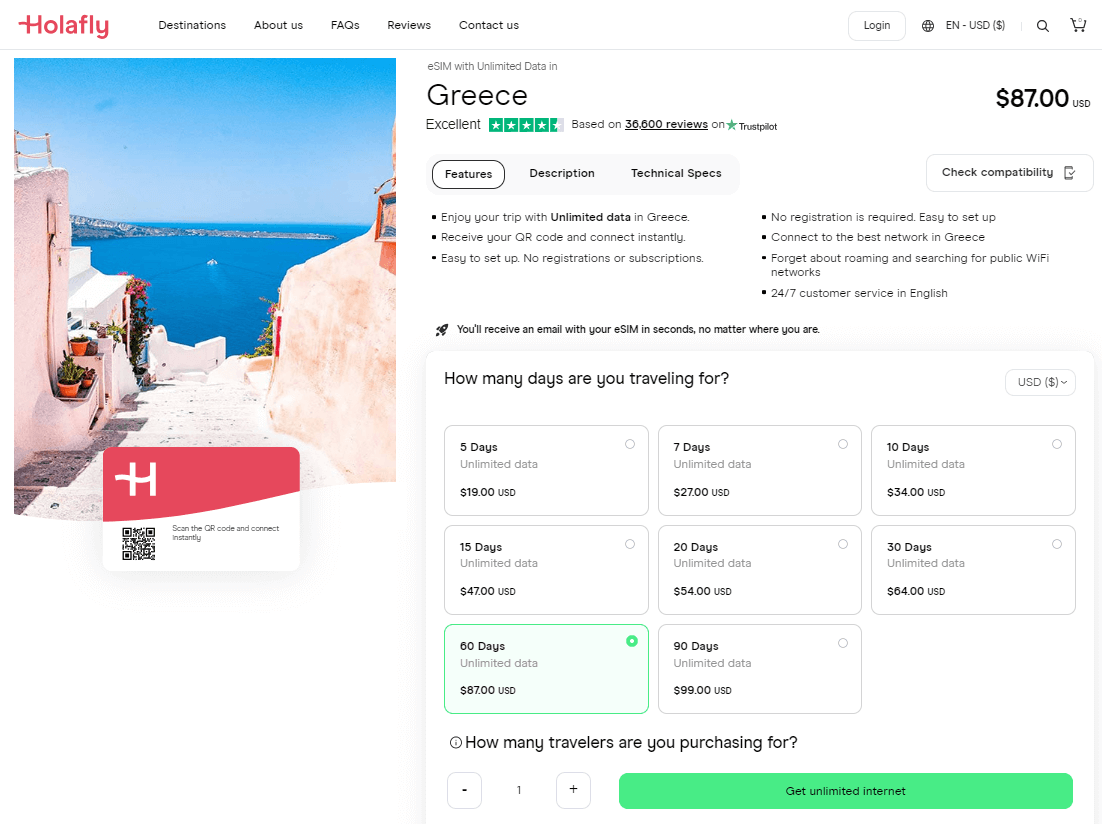 Holafly Griekenland eSIM-plannen