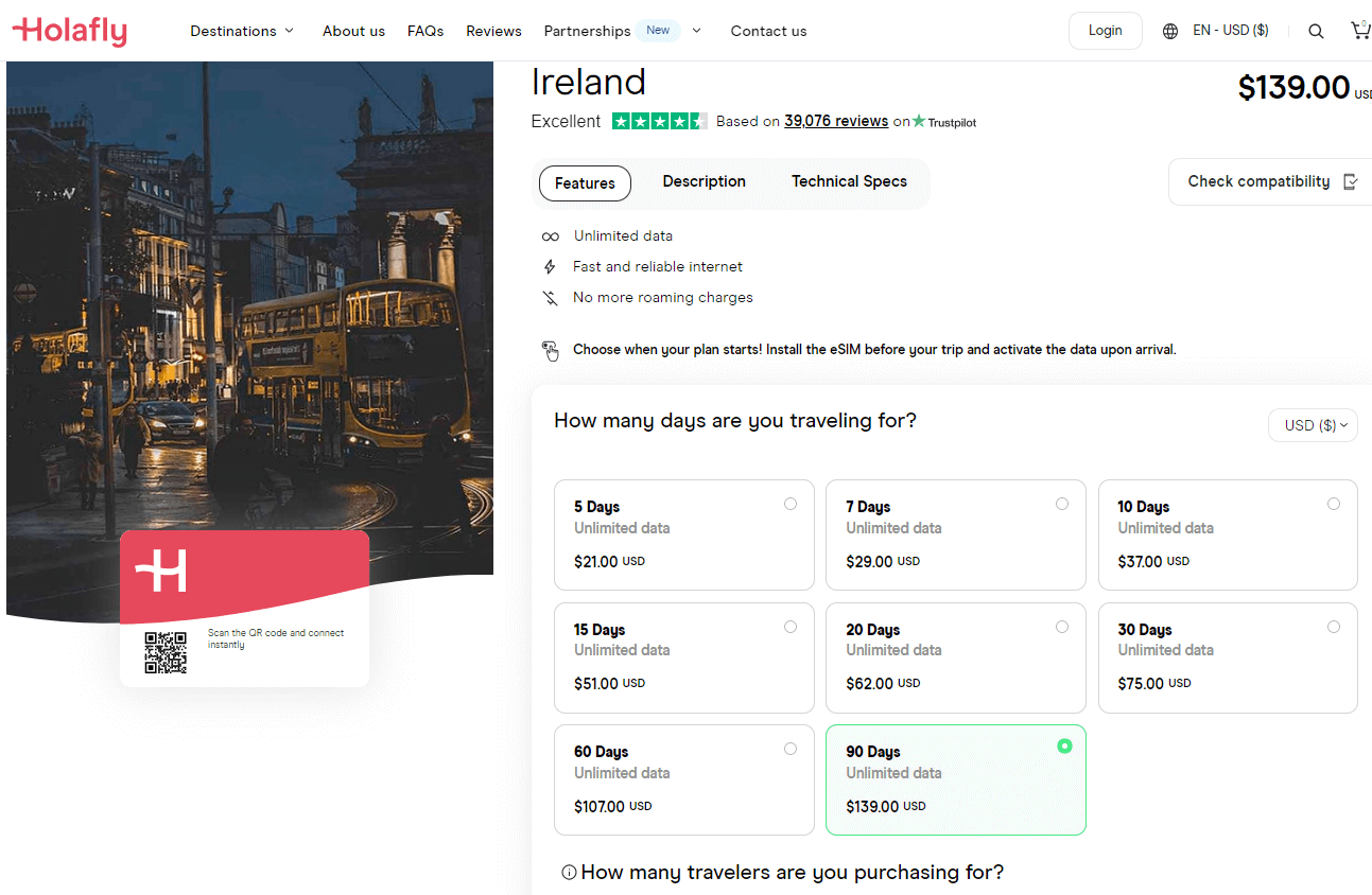 Holafly İrlanda eSIM Planı