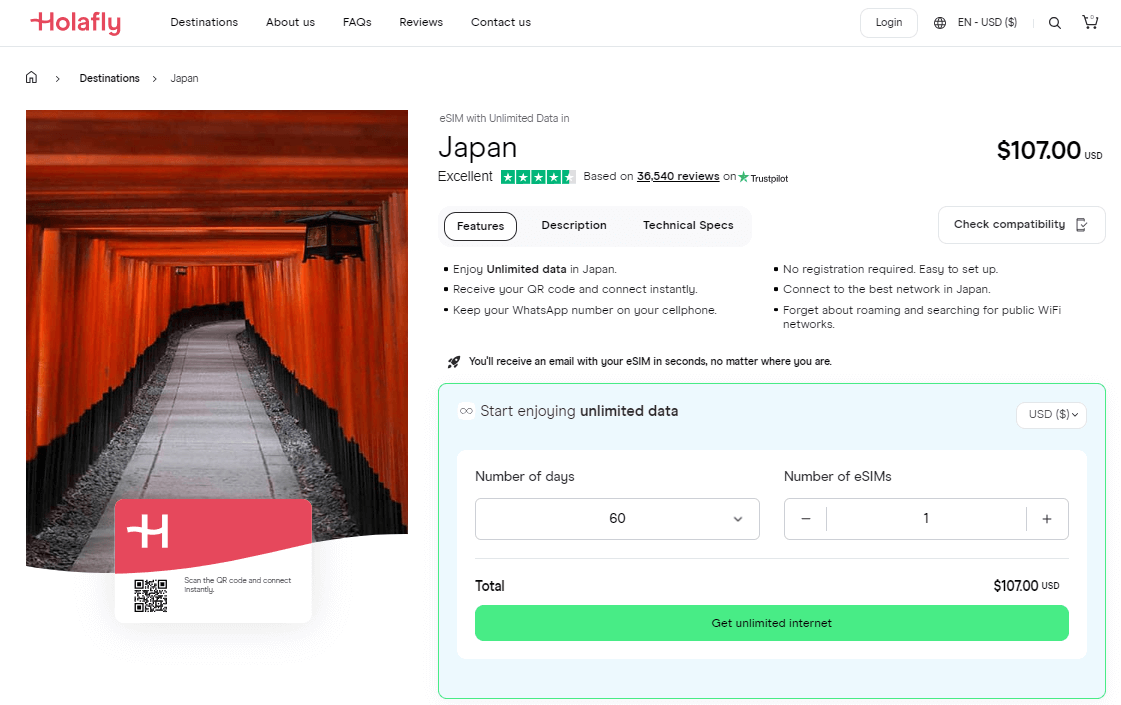 Holafly Japan eSIM Plannen