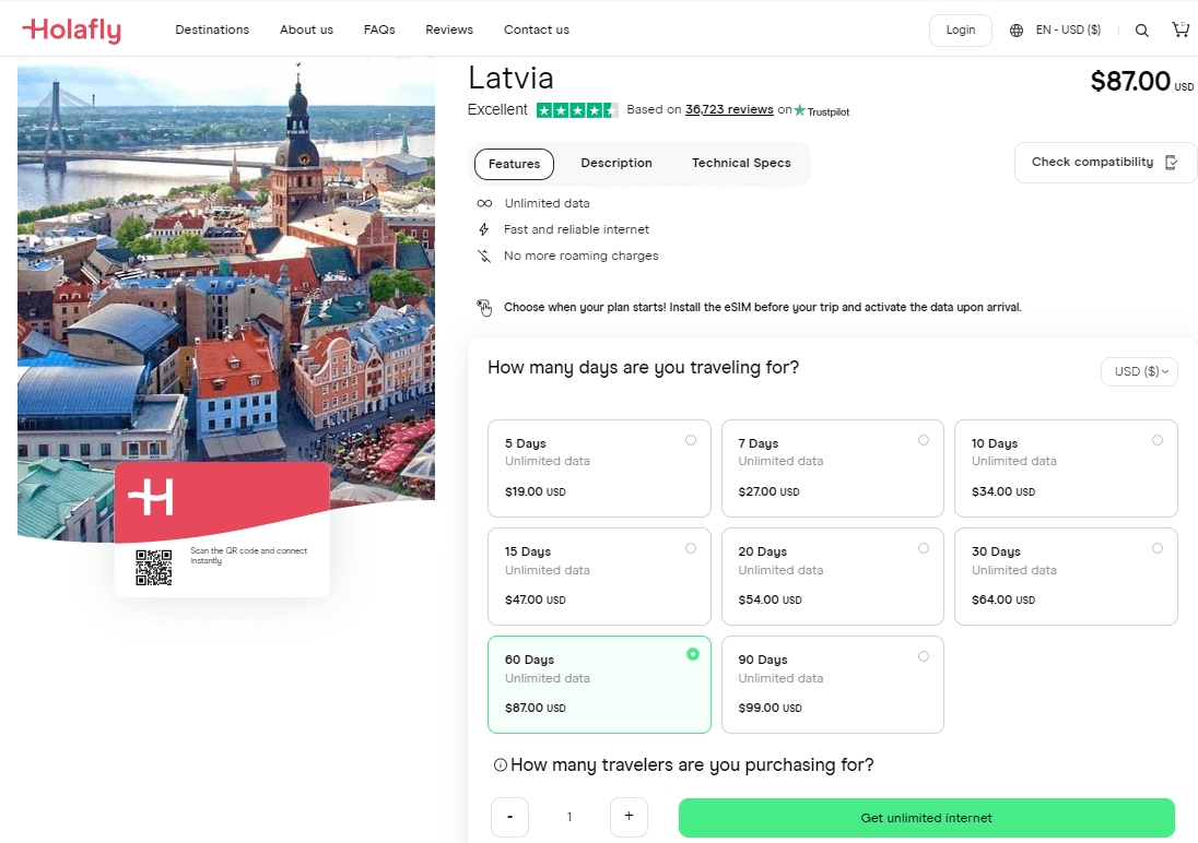 Holafly Lettland eSIM-Pläne