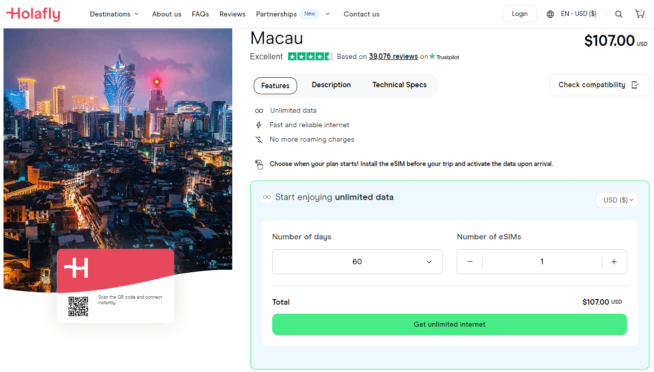 Holafly Macau eSIM-Pläne