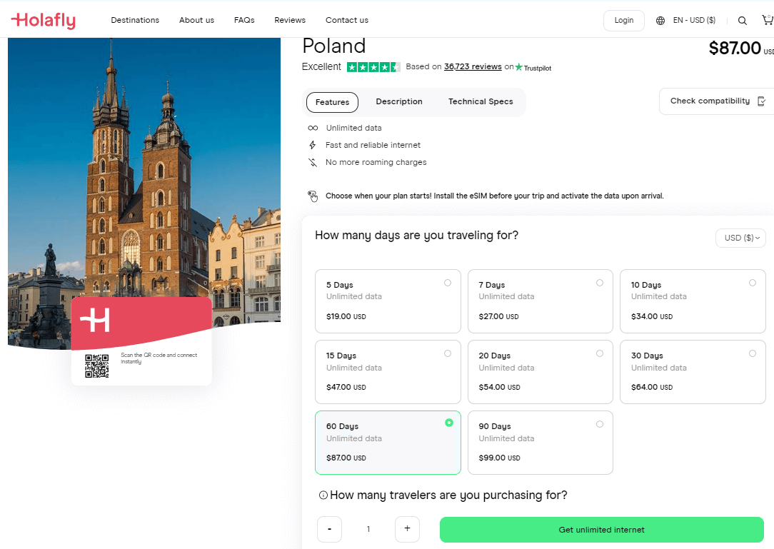 Holafly Polonya eSIM Planları