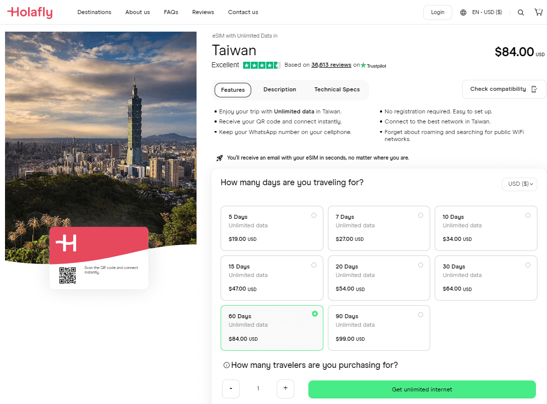 Holafly Tayvan eSIM Planları