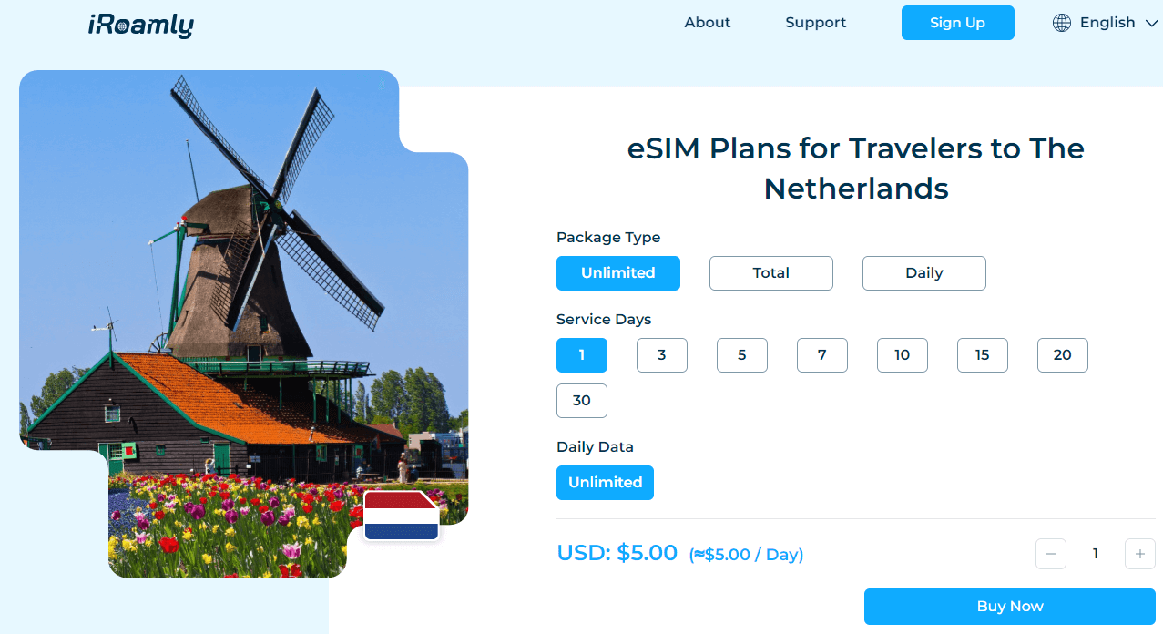 iRoamly Netherlands  Esim Plans