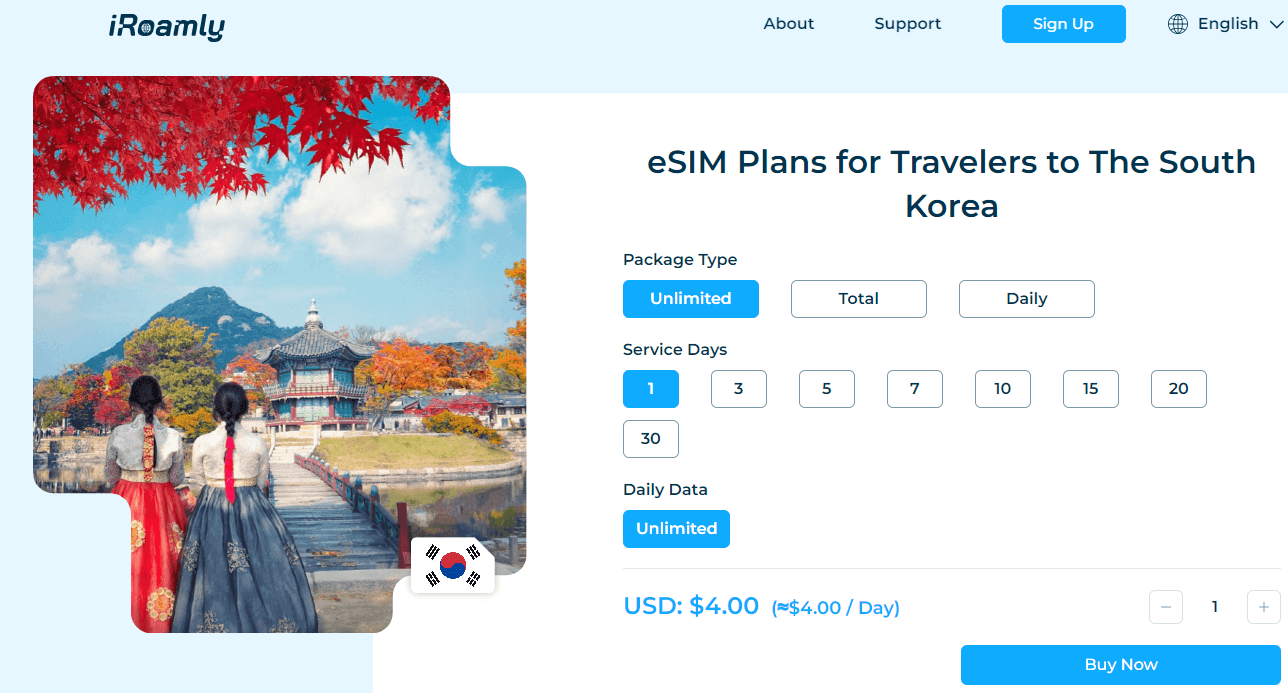 iRoamly South Korea  Esim Plans