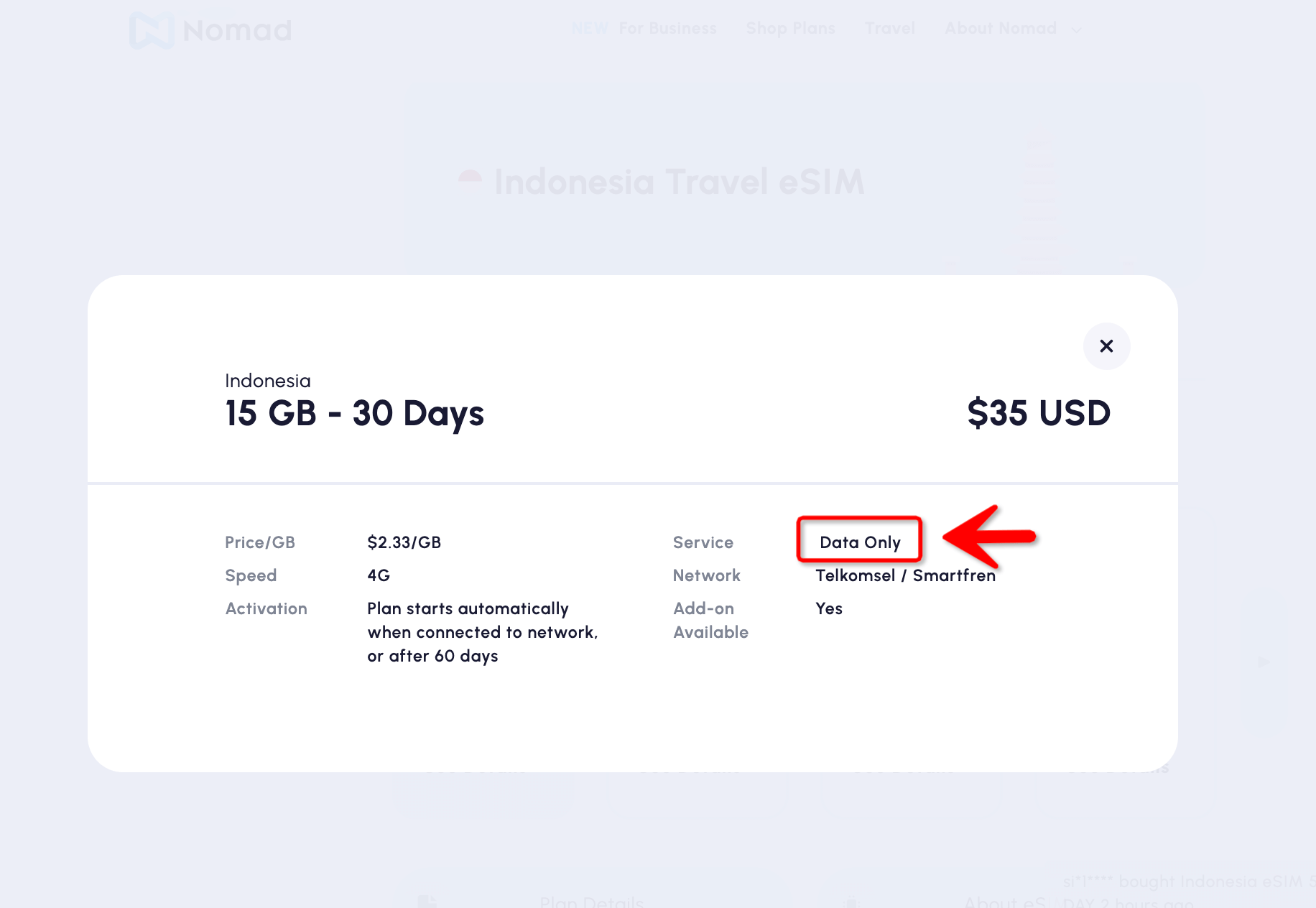 Nomad Indonesia eSIM Data Only 