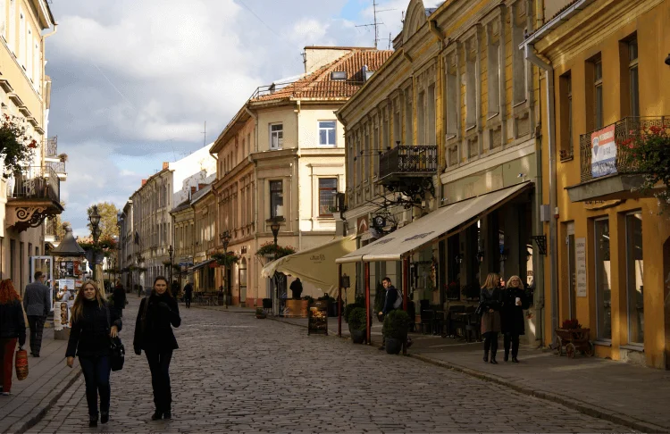 Lithuania Kaunas Old Town Pedestrian Street