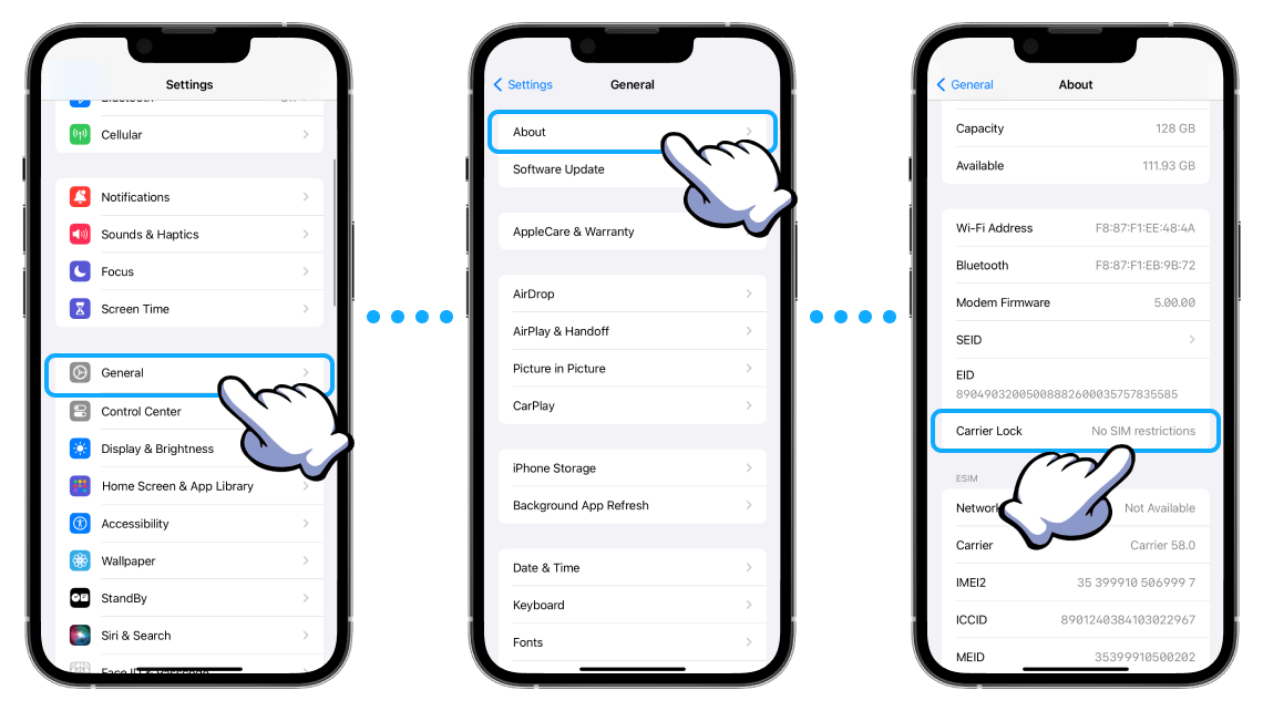 iOS Settings Steps to Check Carrier Lock