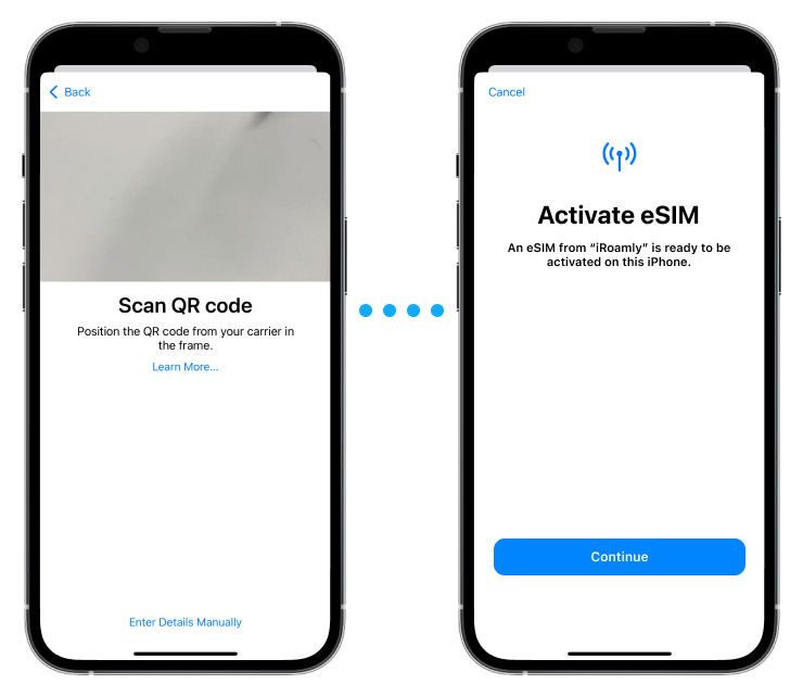 iOS Steps to Scan Qr Code and Activate iRroamly eSIM